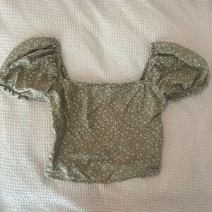 Abercrombie & Fitch Green Blouse w/Flowers